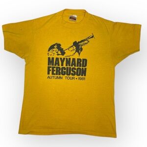 VTG Maynard Ferguson 1981 Autumn‎ Tour Gold Yellow Single Stitch Tshirt Trumpet
